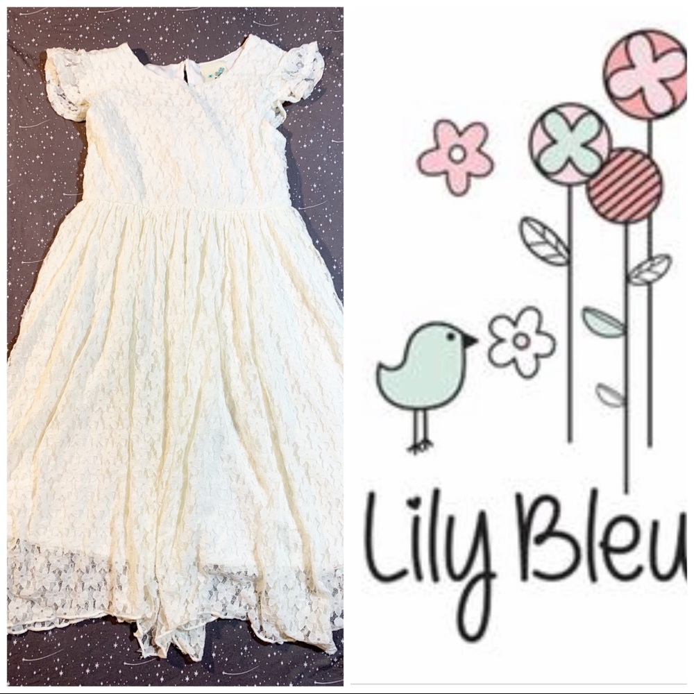 Lily bleu White lace dress Sz. 6x EUC